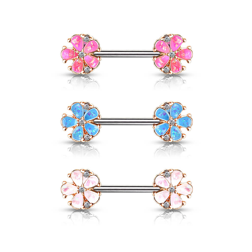 Nipple Piercing Flowers Opal