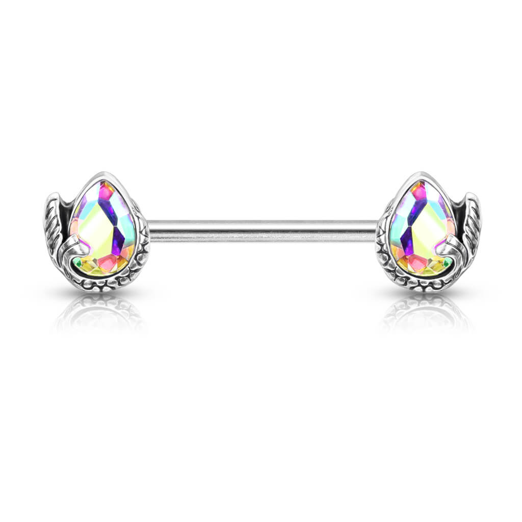 Nipple Piercing Mermaid Tail Drop Zirconia Silver