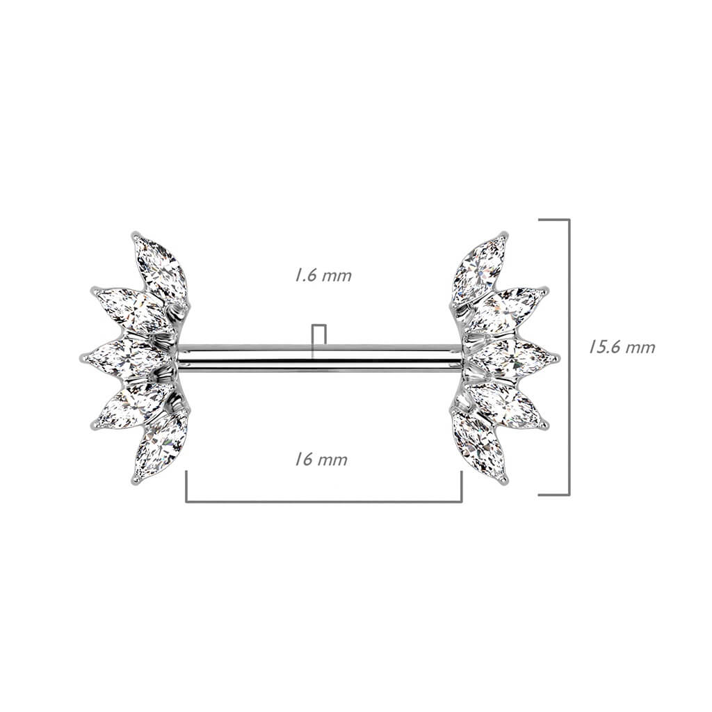 Téton 5 Marquises Zircones Cubique Argent