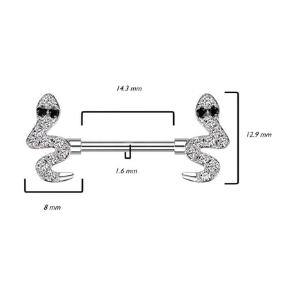 Nippelpiercing Schlange Zirkonia