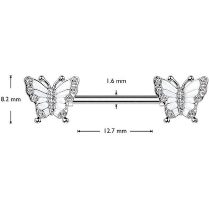 Barbell butterfly zirconia