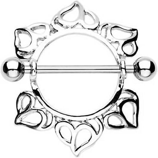 Nipple Piercing Heart Tribal Silver