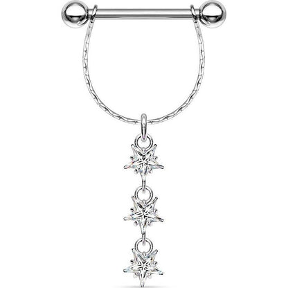 Nipple Piercing dangle Stars Zirconia Silver