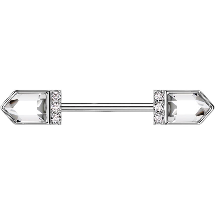 Barbell baguette cut zirconia