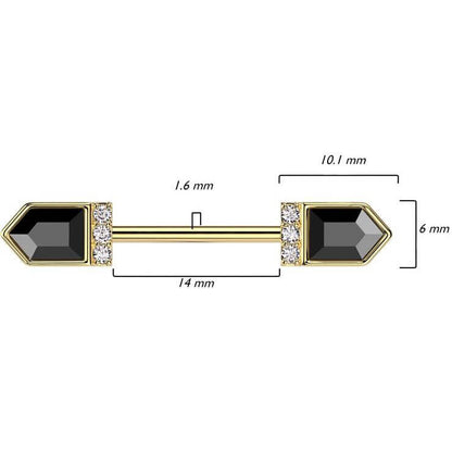 Barbell baguette cut zirconia