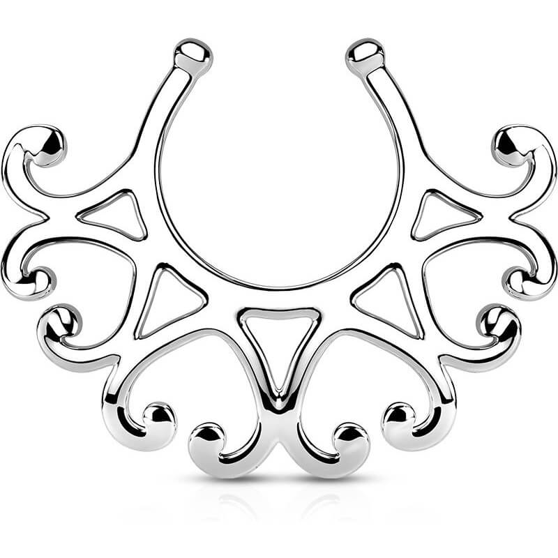 Faux Piercing Tétons Coeurs Tribaux Argent Pliable