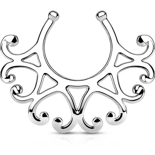 Faux Piercing Tétons Coeurs Tribaux Argent Pliable