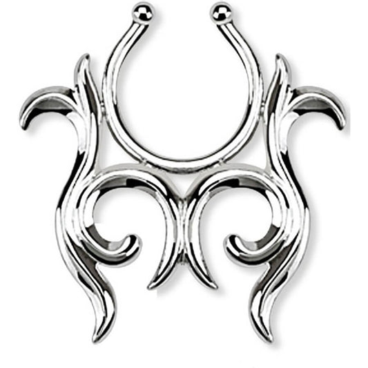 Fake Nippelpiercing Tribal Silber Biegbar