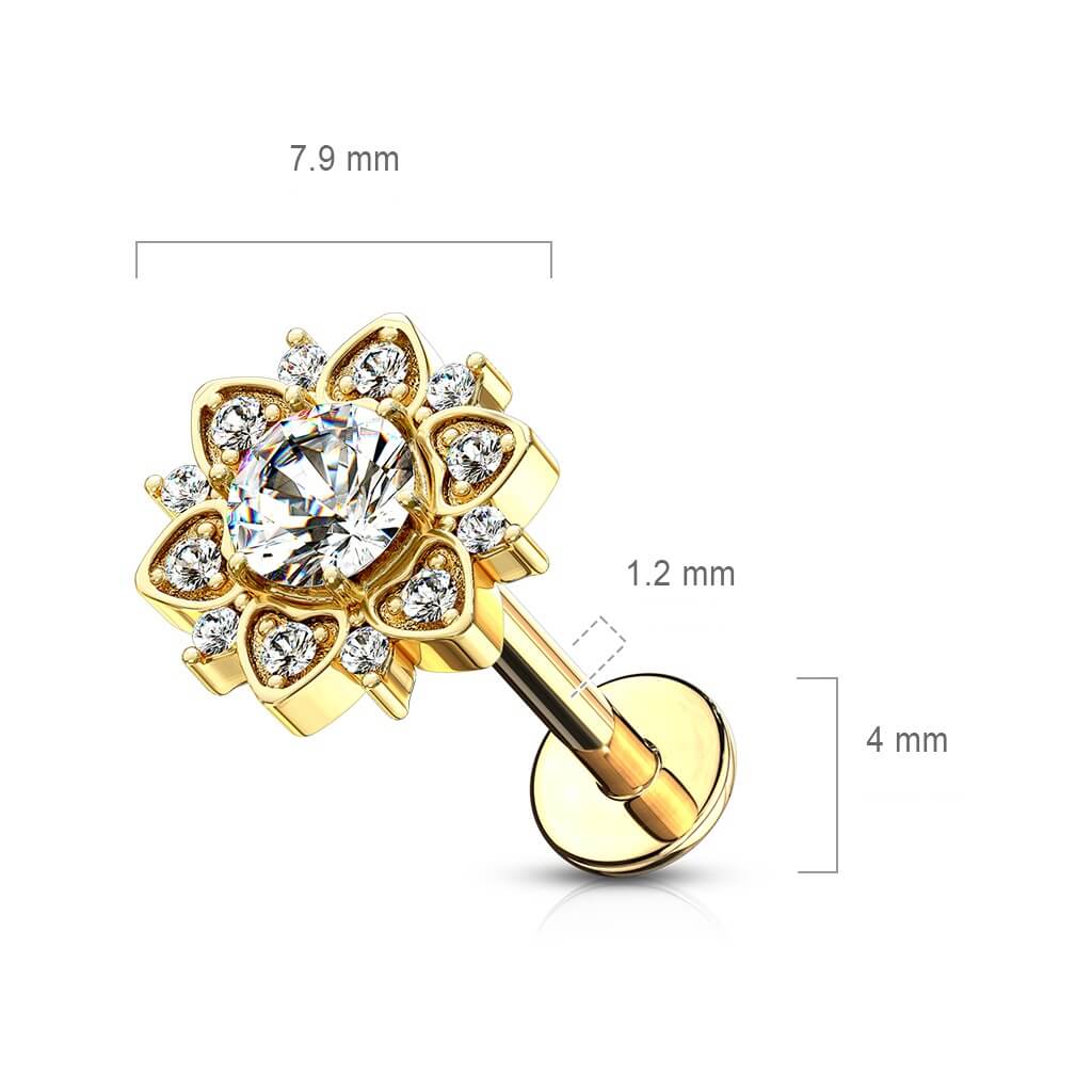 Labret Blume Zirkonia Innengewinde