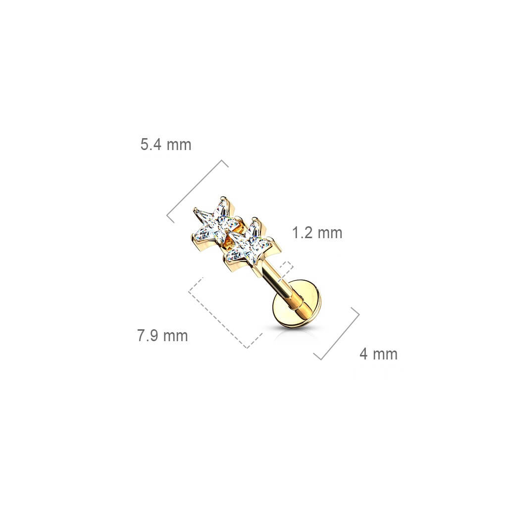 Labret Sterne Zirkonia Innengewinde