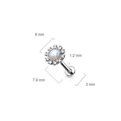 Labret Flower Zirconia Internally Threaded