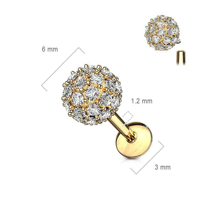 Labret Kugel Zirkonia Innengewinde