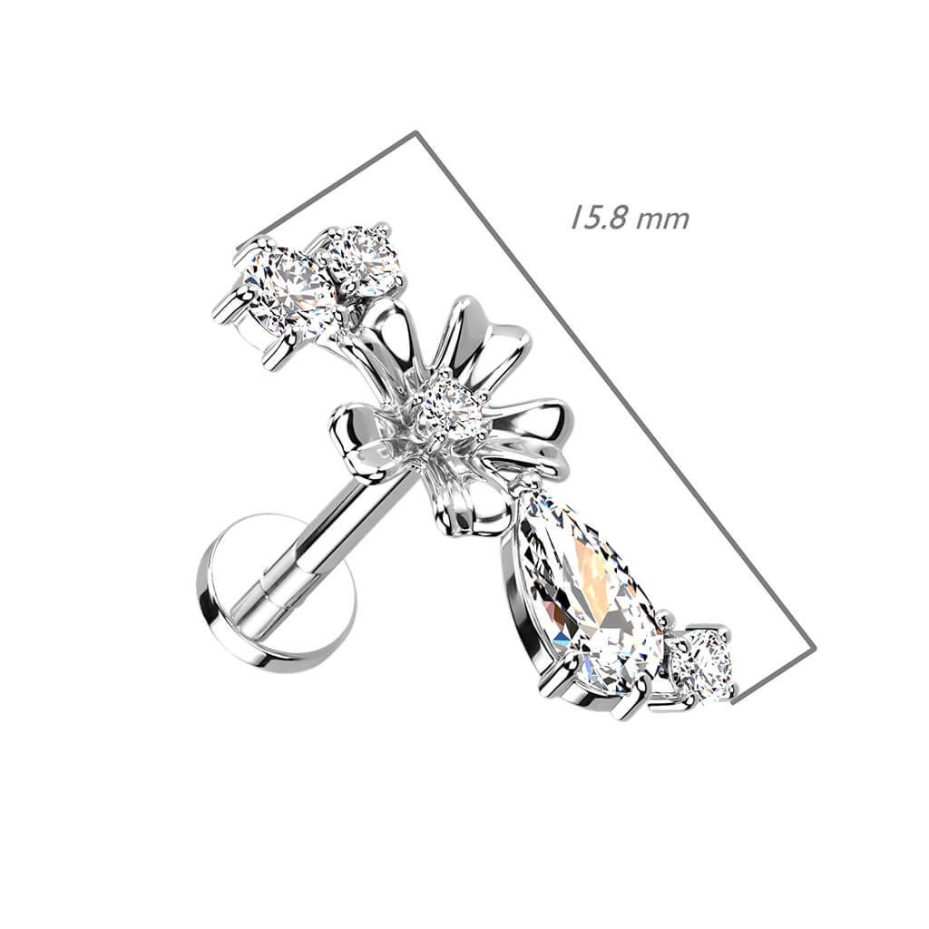 Labret Flower Zirconia Internally Threaded