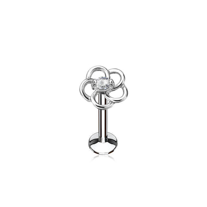 Labret Flower Zirconia Internally Threaded