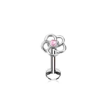 Labret Flower Zirconia Internally Threaded