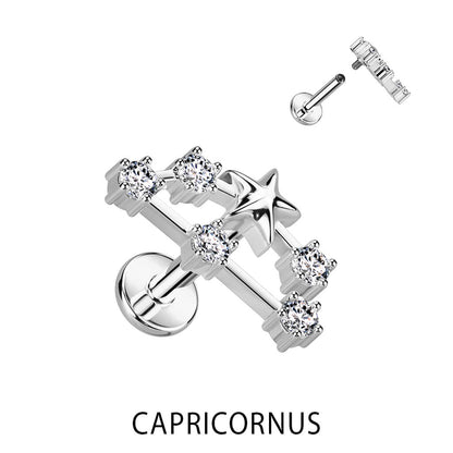 Signo del zodiaco Circonita Plata Rosca interna Labret