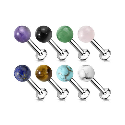 Labret Ball Semi-Precious Stone Internally Threaded