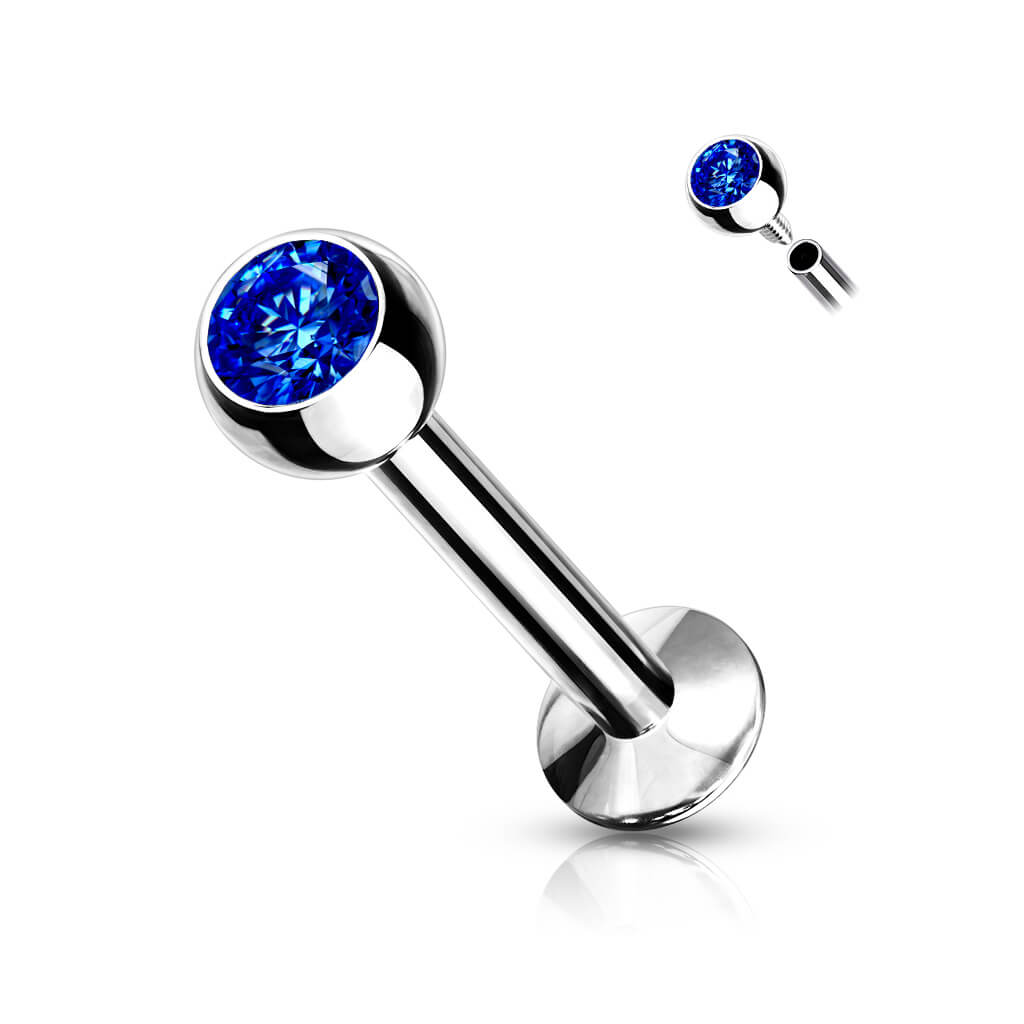 Labret Zirconia Ball Internally Threaded