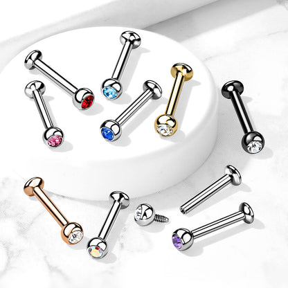 Labret Zirconia Ball Internally Threaded