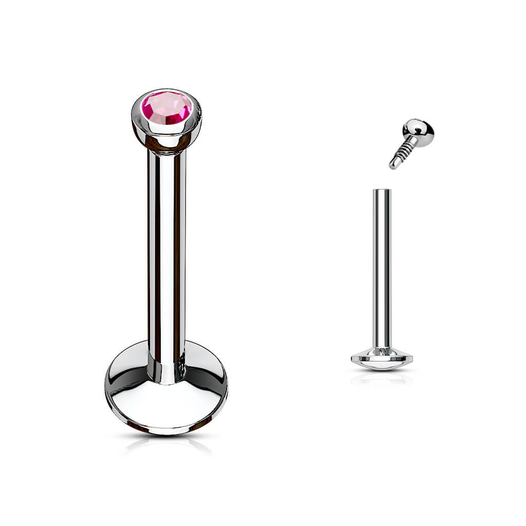 Labret Bille Zircone Filetage Interne