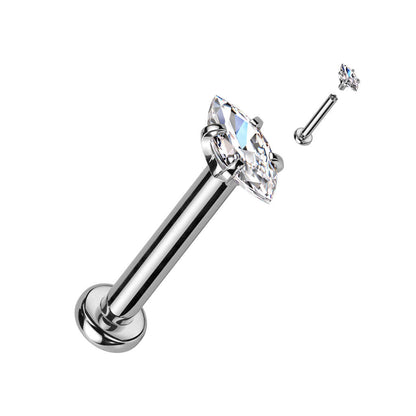 Labret Zircone taglio marquise Filettatura Interna