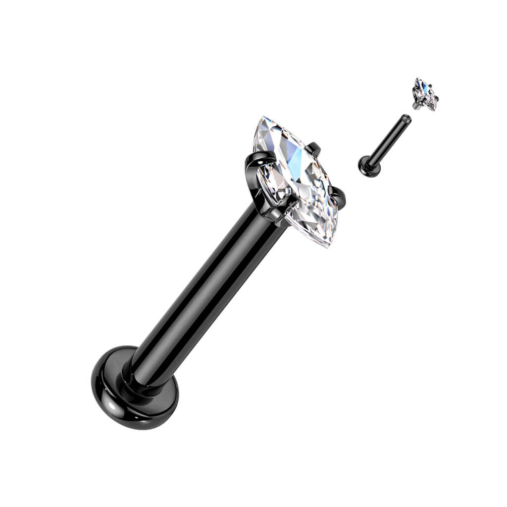 Labret Marquise Schliff Zirkonia Innengewinde