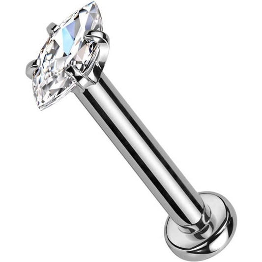 Labret Marquise Cut Zirconia Internally Threaded