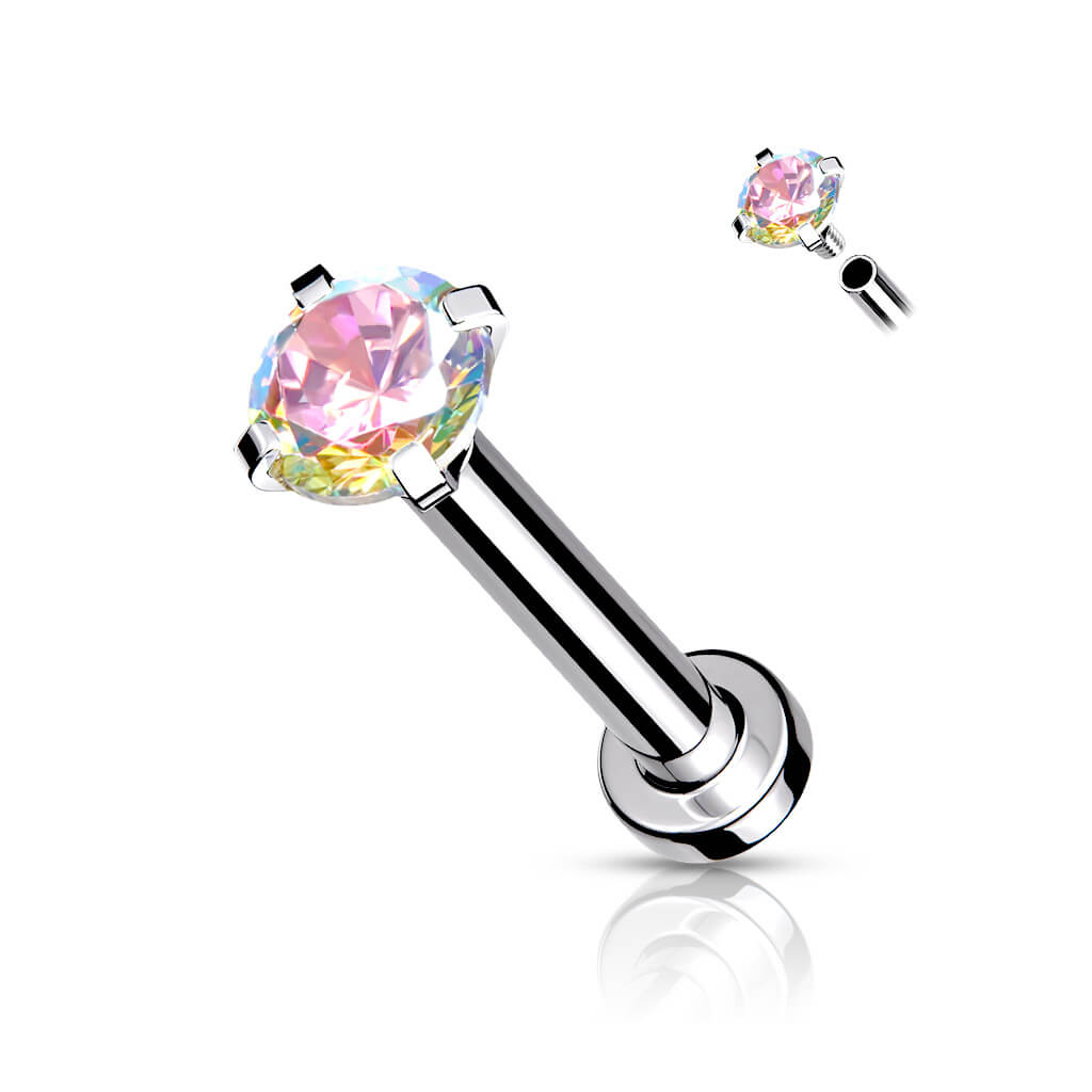 Circonita incrustada plata Rosca interna Labret