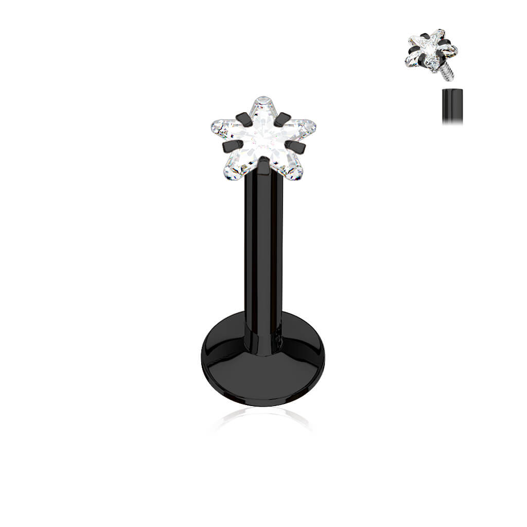 Labret Star Zirconia Internally Threaded