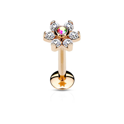 Labret Blume Zirkonia PVD Innengewinde