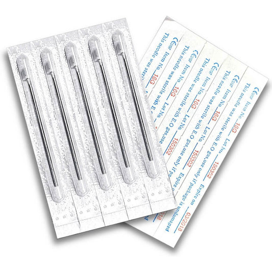 100 uds Agujas Piercing Rectas Desechables Preesterilizadas Acero Quirúrgico 316L, 100 piezas