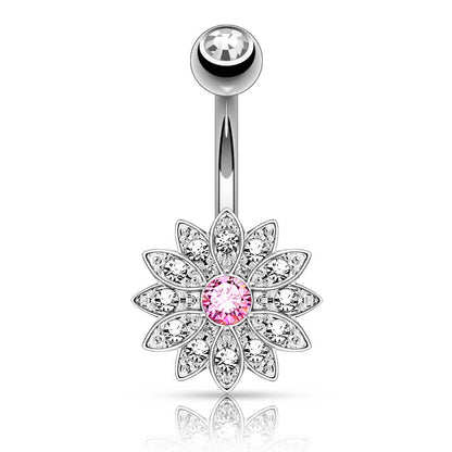 Bauchnabelpiercing Blume Zirkonia