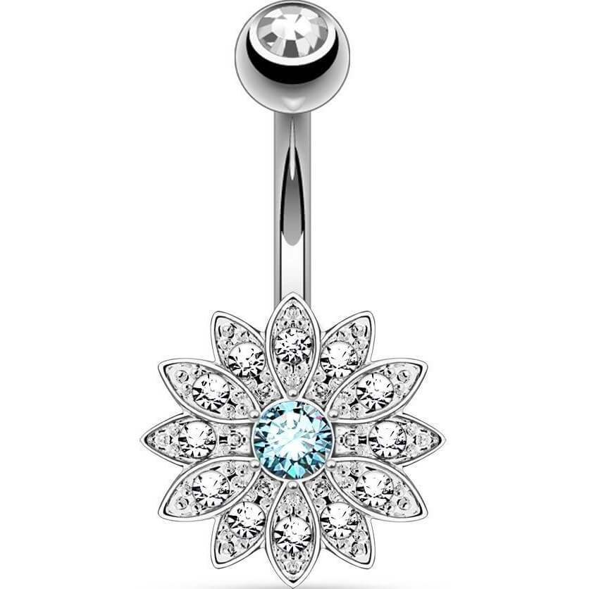 Belly Button Piercing Flower Zirconia