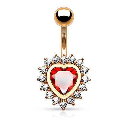 Belly Button Piercing Heart Zirconia