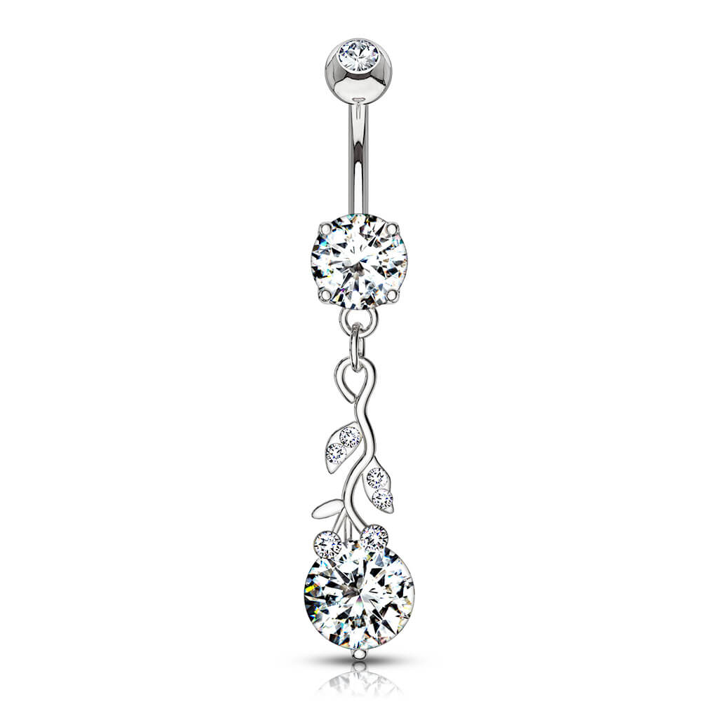 Belly Button Piercing Leaves dangle Zirconia