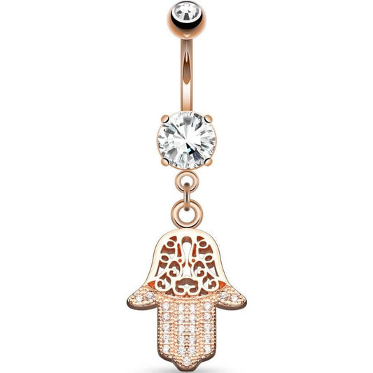 Belly Button Piercing Hamsa dangle Zirconia