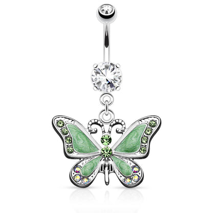 Piercing Nombril Pendentif Papillon Zircone