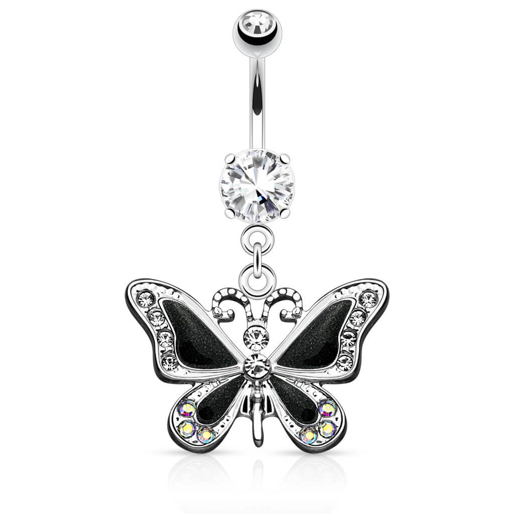 Piercing Nombril Pendentif Papillon Zircone