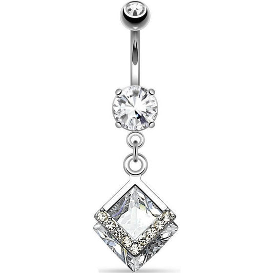 Belly Button Piercing Square dangle Zirconia