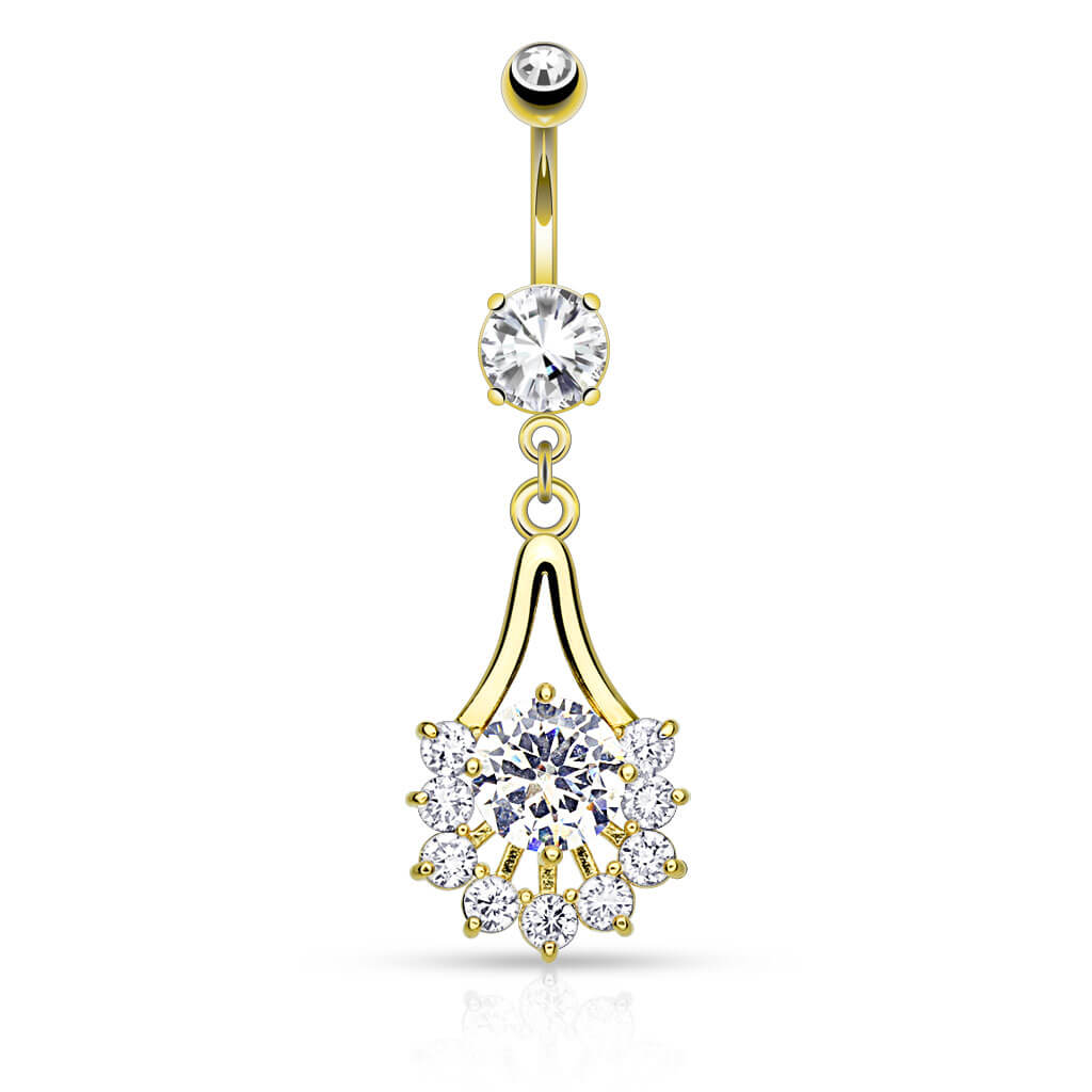 Piercing Nombril Pendentif Fleur Zircone