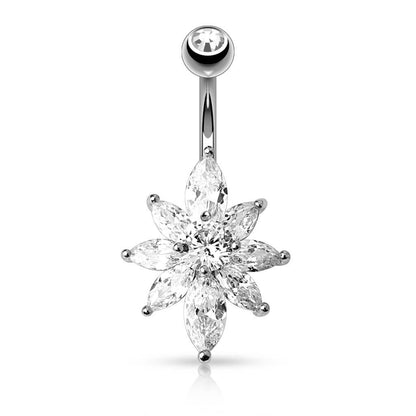 Piercing Nombril Fleur Zircone