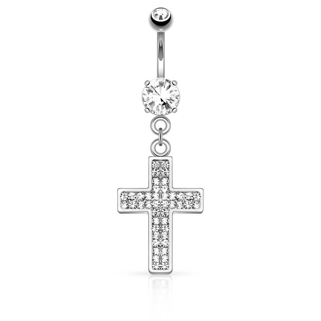 Bauchnabelpiercing Kreuz beweglich Zirkonia