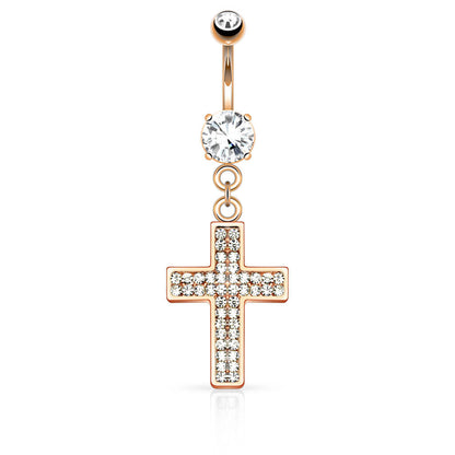 Belly Button Piercing Cross dangle Zirconia