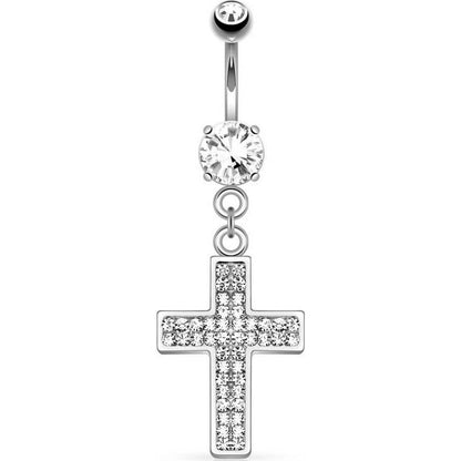 Belly Button Piercing Cross dangle Zirconia