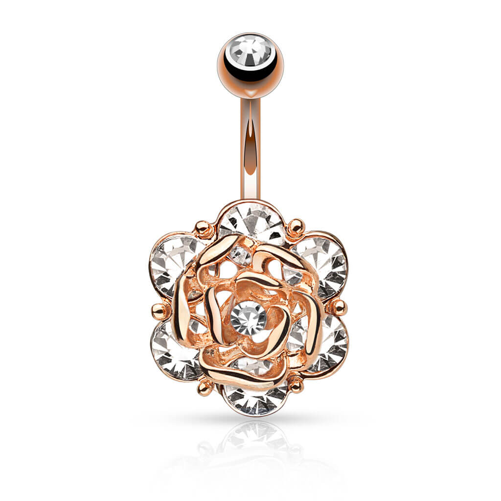 Belly Button Piercing Rose Zirconia