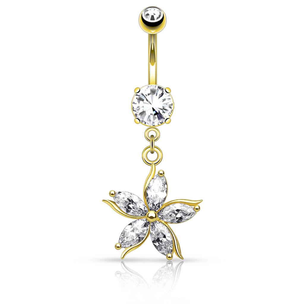 Piercing Nombril Pendentif Fleur Zircone