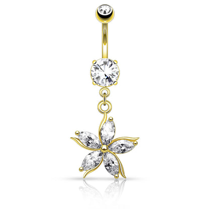 Belly Button Piercing Flower dangle Zirconia