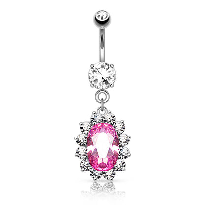 Piercing Nombril Pendentif Fleur Zircone