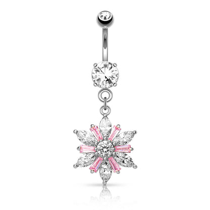 Belly Button Piercing Flower dangle Zirconia