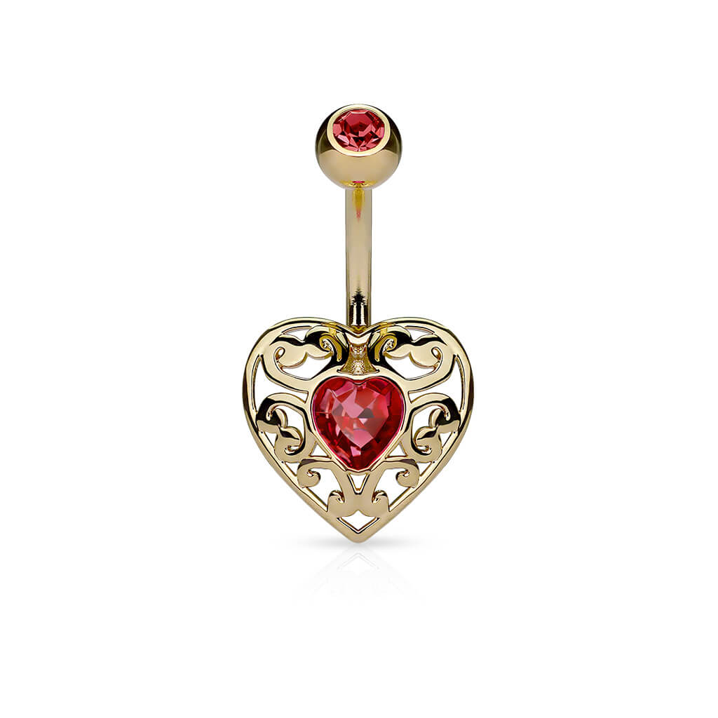 Belly Button Piercing Heart Zirconia